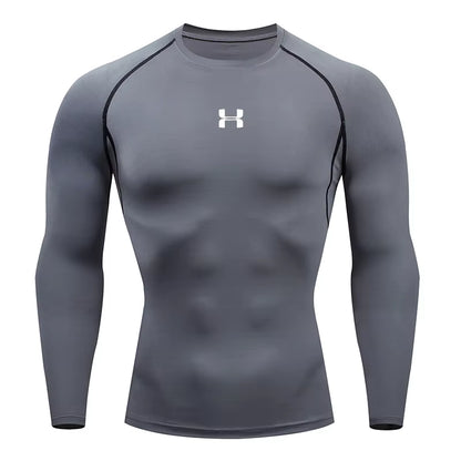 Men Running Compression T-Shirt Long Sleeves Sport Tees Gym Fitness Sweatshirt Male Jogging Tracksuit Homme Athletic Shirt Tops
