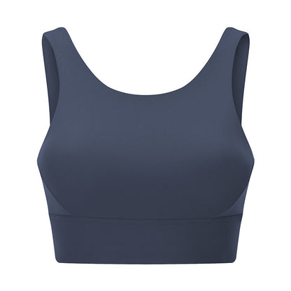 Sport Bra With Round Neck And Sport Vest With Hollow Out