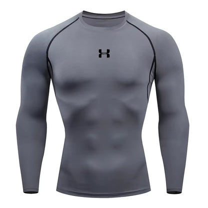 Men Running Compression T-Shirt Long Sleeves Sport Tees Gym Fitness Sweatshirt Male Jogging Tracksuit Homme Athletic Shirt Tops