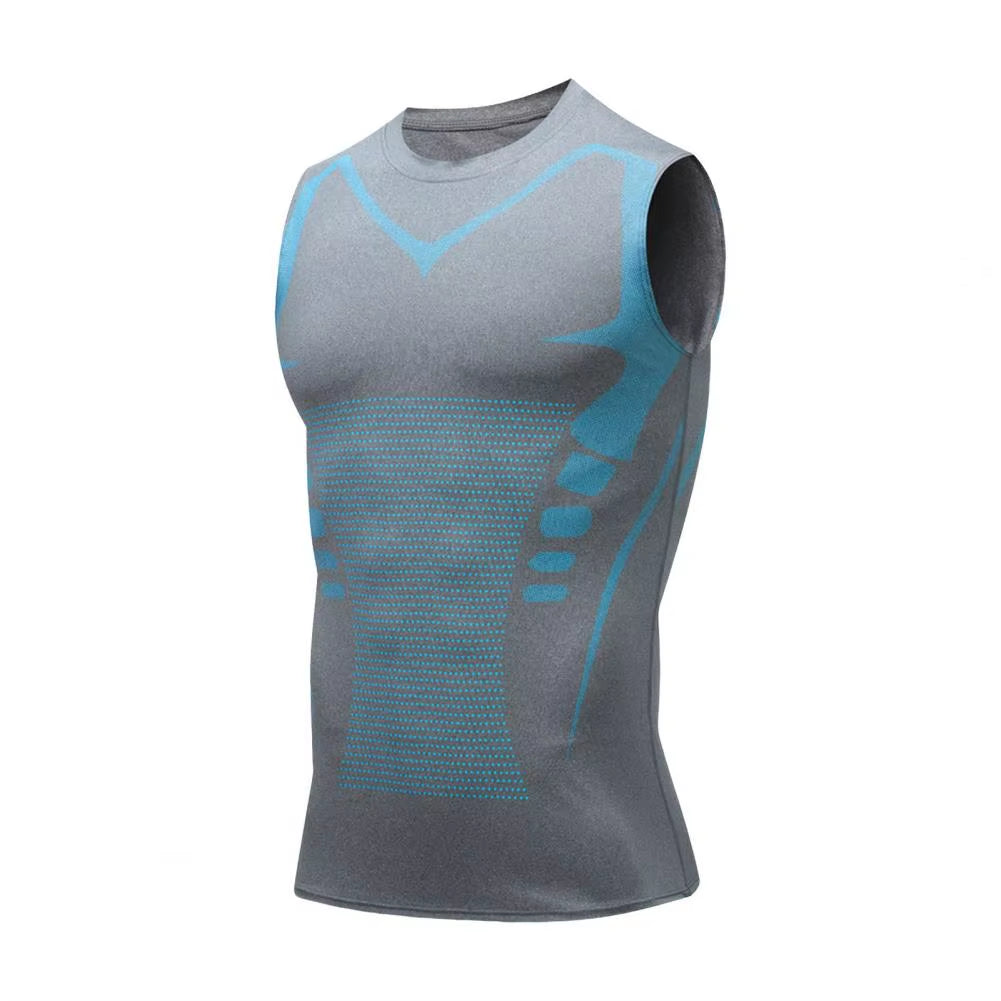 Men Sport Vest Slim Fit High Elasticity O-Neck Quickdrying Sleeveless Compression Figure Shaping Gym Running Basketball Tank Top