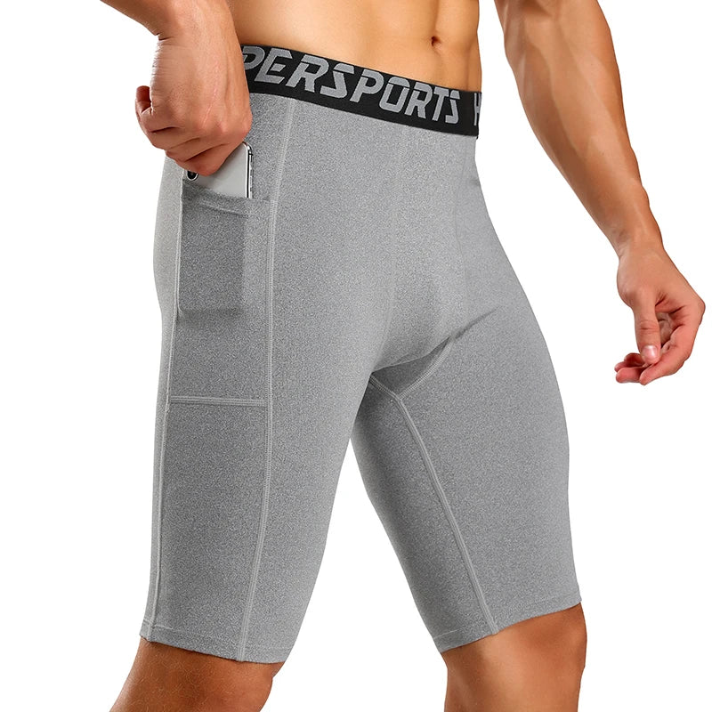 Mens Gym Wear Fitness Training Shorts Pocket Men Dry Fit Running Compression Tight Sport Short Pants Male Workout Shorts