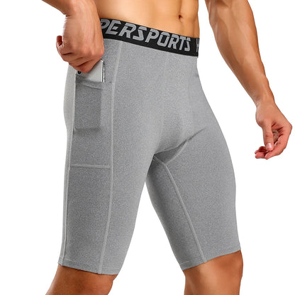 Mens Gym Wear Fitness Training Shorts Pocket Men Dry Fit Running Compression Tight Sport Short Pants Male Workout Shorts