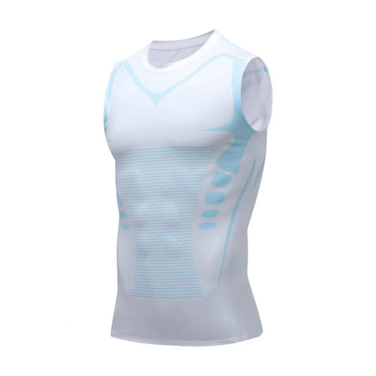 Men Sport Vest Slim Fit High Elasticity O-Neck Quickdrying Sleeveless Compression Figure Shaping Gym Running Basketball Tank Top