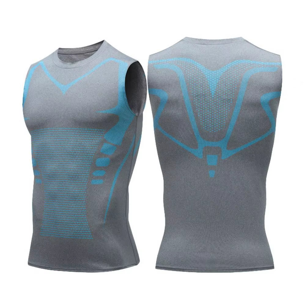 Men Sport Vest Slim Fit High Elasticity O-Neck Quickdrying Sleeveless Compression Figure Shaping Gym Running Basketball Tank Top