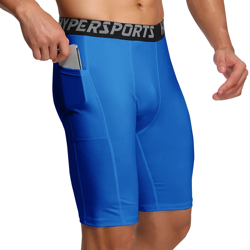 Mens Gym Wear Fitness Training Shorts Pocket Men Dry Fit Running Compression Tight Sport Short Pants Male Workout Shorts