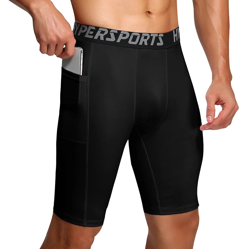 Mens Gym Wear Fitness Training Shorts Pocket Men Dry Fit Running Compression Tight Sport Short Pants Male Workout Shorts