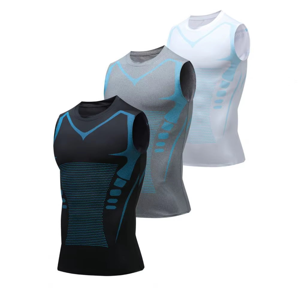 Men Sport Vest Slim Fit High Elasticity O-Neck Quickdrying Sleeveless Compression Figure Shaping Gym Running Basketball Tank Top
